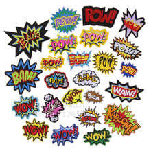 New arrival 10 pcs bam pow WOW BANG Embroidered patch iron on Applique clothing shoe hat embroidery patch badge DIY accessory 2024 - buy cheap