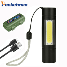 Linterna potente de carga USB, nuevo diseño, 3800LM, XPE COB, LED destello de luz, linterna táctica con zoom y batería 2024 - compra barato