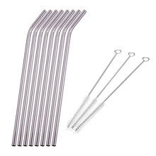 1 4 6 8 pcs Metal Straws Reusable Drinking Stainless Steel Straw with Cleaning Cleaner Brush for Mug Bar Accessories 2024 - buy cheap