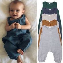 Newest 0-2T Newborn Infant Kids Baby Boy Girl Button Baby Body Romper Pure Color Jumpsuit Clothes Outfits Summer Casual 2024 - buy cheap