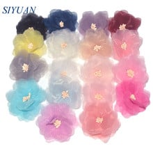 120pcs/lot 2.2'' Multi-layer Tulle Chiffion Hair Flower with Hair Clip Lovely Blossom Flower Headband Accessories TH252 2024 - buy cheap