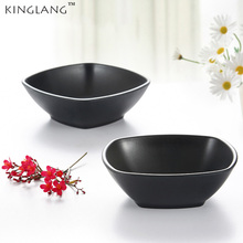 Japanese design matt black tableware seasoning bowl square plastic CONGEE soup rice dipping bowl for kaiteen 2024 - buy cheap