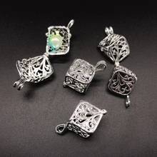 10pcs Bright Silver Vines Tree of Life Cube Pearl Cage Beads Cage Locket Essential Oil Diffuser Locket Pendant Jewelry Findings 2024 - buy cheap