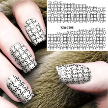 Nail sticker art decoration grid cirle slider adhesive Water Transfer decals manicure lacquer art accessoires polish foil 2024 - buy cheap