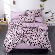 Conjunto de cama de tamanho duplo, queen size, violeta, estampa de leopardo, edredom, lençol, fronha, solteiro, tamanho king 2024 - compre barato