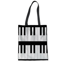 THIKIN Piano Musical Print Women Canvas Shoulder Handbag Lovely Guitar Tote Ladies Large Capacity Shopping Bag Female Beach Bag 2024 - buy cheap