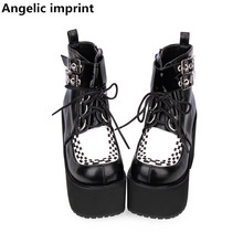 Angelic imprint mori-Botas punk para mujer, botines de motocicleta, botas cortas de lolita para mujer, zapatos de tacón súper alto con cuñas 2024 - compra barato
