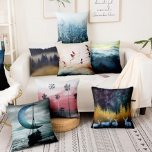 Home Pillow Decoration Retro Landscape Printed Cushion Decoration Pillow Almofadas Decorativas Para Sofa Throw Pillows 45*45cm 2024 - buy cheap