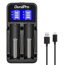 Durapro-carregador de pilha dupla, lcd, usb, para 18650, 18490, 18350, 17670, rcr123, 17500, 16340 a, aa, aaa, li-ion, com cabo usb 2024 - compre barato