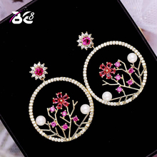 Be 8 New Fashion Big Round Flower Shape AAA Cubic Zirconia Drop Earrings for Women Statement Earrings Gift  E603 2024 - buy cheap