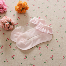 Calcetines finos de algodón para bebés y niños, medias cortas de malla con volantes, transpirables, color blanco y rosa, para verano 2024 - compra barato