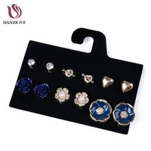 DANZE 6 Pairs/Lot Newest Blue Rose Flower Heart Shaped Crystal Stud Earrings Set Rhinestone Earing For Women Jewelry Earring 2024 - buy cheap
