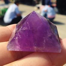 Pingente de pirâmide 30mm, cristal de ametista natural com chakra, pedra de cura 2024 - compre barato