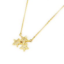 Three Stars Necklace Gifts For Women Crystal Jewelry Stainless Steel Chain Gold Color Pentagram Rhinestone Pendant Choker 2024 - buy cheap