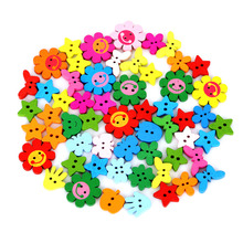 Fashion Random Mixed Color 100Pcs/lot Multi Sizes/Shapes 2 Holes Wooden decorative Buttons For DIY Sewing Scrapbooking Crafts 2024 - buy cheap