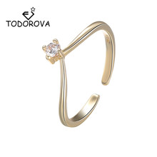 Todorova Simple Adjustable Wire Chevron Knuckle Rings Geometric V Shape Zircon Rings for Women Wave Ring Wedding Jewelry 2024 - buy cheap