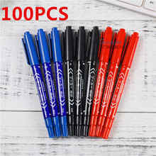 100pcs Dual Tip Permanent Marker Pen Set No-Fade Fine Oil Markers for Metal CD Glass Paper (Black Red Blue) 2024 - buy cheap