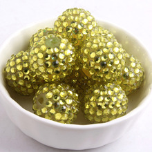 Kwoi vita Yellow color 20MM 100pcs/lot Resin Rhinstone Ball  Beads for Chunky  Jewelry Making 2024 - buy cheap