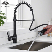 Uythner Black Bronze/Chrome Kitchen Faucet Deck Mounted Hot Cold Water Mixer Faucet for Spring Kitchen Pull Out Mixer Crane 2024 - buy cheap