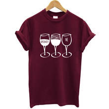 Tee  Funny T-shirt Wine Women Tee Shirt Streetwear Clothes Brand New  Women T Shirt Goblet Printed Short Sleeve O-neck 2024 - buy cheap