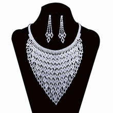 Conjunto de joyas de boda de cristal austriaco para mujer, juego de collar y pendientes con borla larga, novedad de 2016, # N139 2024 - compra barato