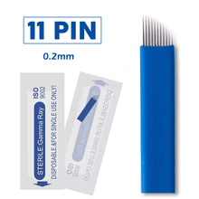 100 pçs azul microblading 11 pinos agulhas de tatuagem permanente maquiagem lâmina para 3d sobrancelha bordado manual tatuagem caneta 2024 - compre barato