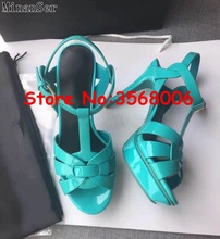 Best-selling Patent Leather Original Leather Women Buckle Strap Sandals Shoes Sexy Wedding Party Dress Shoes High Heels Pumps 2024 - buy cheap