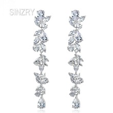 SINZRY Luxury elegant cubic zircon leaf bridal dangle earrings creative shinning CZ earrings women 2024 - buy cheap
