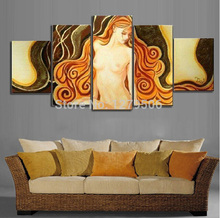 Pintura a óleo pintados à mão sobre tela grandes pinturas nude decoração da parede 5 peças/set quente sexi foto imagens para casa 2024 - compre barato