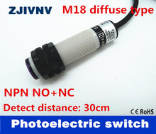 Interruptor de sensor fotoeléctrico láser M18 difuso tipo NPN NO + NC DC 4 cables normalmente abierto y cerrado, distancia 30cm (ajustable) 2024 - compra barato