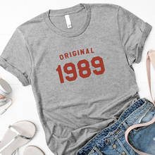Оригинальная футболка OKOUFEN на 30-й день рождения 1989, летний женский топ с коротким рукавом и буквенным принтом, Новая модная Милая футболка, Прямая поставка 2024 - купить недорого