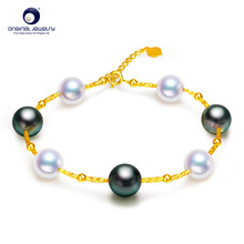 [YS]-pulsera de perlas de agua salada de 8-9mm, brazalete de perlas de Tahitian y Akoya de oro de 18k, envío gratis 2024 - compra barato