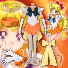 Kids Halloween Sexy Anime Sailor Gilrs Sailor Venus Cosplay Costume Minako Aino SuperS Mini Dress Pluse Size Women Halloween 2024 - buy cheap