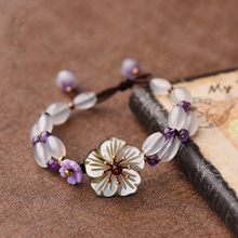 BOEYCJR Stone Beads Shell Flowerl Bangles & Bracelets Jewelry Handmade Ethnic Braided Rope Bracelet for Women Gift  2024 - buy cheap