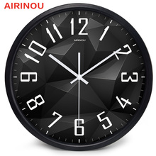 Airinou черный кристалл дизайн, стеклянные и металлические бесшумные механические настенные часы, гостиная, научно-технический Декор зала 2024 - купить недорого