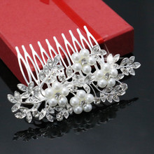 Trendy  Hairwear Women Accessories Bridal Hair Jewelries Crystal Clear Rhinestone Flower Alloy Wedding Hair Tuck Comb 88*55cm 2024 - buy cheap