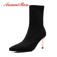 ANMAIRON Winter High Heels Ankle Boots Women Charms Shoes Woman Sexy Red Boots Thin High Heels Pointed Toe Boots Size34-39 CR859 2024 - buy cheap