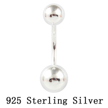 Belly button ring 925 sterling silver body jewelry double balls free shipping navel ring not allergic S925 piercing ONE PIECE 2024 - buy cheap
