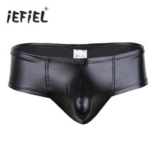 Men Lingerie Underwear Faux Leather Bulge Pouch Sexy Briefs Bikini Gay Jockstraps Sissy Panties for Male Underwear Underpants 2022 - buy cheap