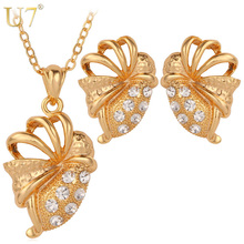 U7 Rhinestone Pendant Set Gold Color Fashion Jewelry Wholesale Unique Design Jewelry Set For Women S572 2024 - buy cheap