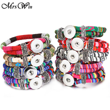 10 pçs/lote atacado boêmio snap pulseiras para mulheres botão trançado pulseira de couro 18mm snap jóias 2024 - compre barato