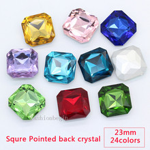6p 23mm square color pointed foiled back glass stone faceted crystal rhinestone Kid's Toy Counter Decor jewel DIY craft clothes 2024 - buy cheap