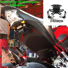 SEMSPEED Универсальный держатель номерного знака мотоцикла кронштейн со светодиодной подсветкой для Yamaha MT 07 MT-07 FZ07 FZ-07 2014-2019 2020 запчасти 2024 - купить недорого