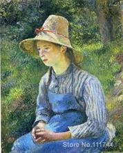 Pintura artística de cocina para chica joven rural, con sombrero, de Brad Pissarro, decoración para el hogar, pintada a mano, de alta calidad 2024 - compra barato