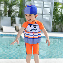 Детский плавающий костюм для мальчиков и девочек, плавучий купальный костюм с мультипликационным принтом, шапочка, пляжный купальный костюм, купальник, Новое поступление 2019 2024 - купить недорого