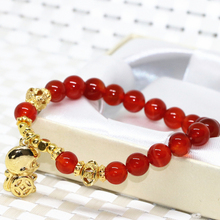 Mono colgante de oro de alta calidad de color rojo natural agata onyx 8mm piedra cornalina pulsera mujeres ronda beadsjewelry 7.5 pulgadas B2097 2024 - compra barato
