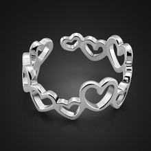 New fashion Heart Charm ring Women 100% 925 sterling silver hollow-carved jewelry ring Adjustable ring size 2024 - buy cheap