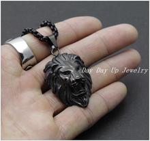 42*28mm 26g New Arrive Cool Mens Jewelry Stainless Steel Black  Punk Lion Head Pendant Necklace For Male With Free Chain 2024 - buy cheap