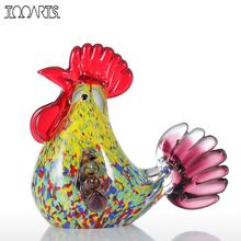 Tooarts Multicolor Rooster Figurine Glass Miniature Figurine Home Decor Animal Ornament Gift Glass Handicraft Home Decoration 2024 - buy cheap