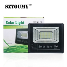 SZYOUMY-lámparas solares para exteriores, luces de inundación con indicador LED, reflector Solar con pantalla de carga, 65W, 10 piezas, nueva versión 2019 2024 - compra barato